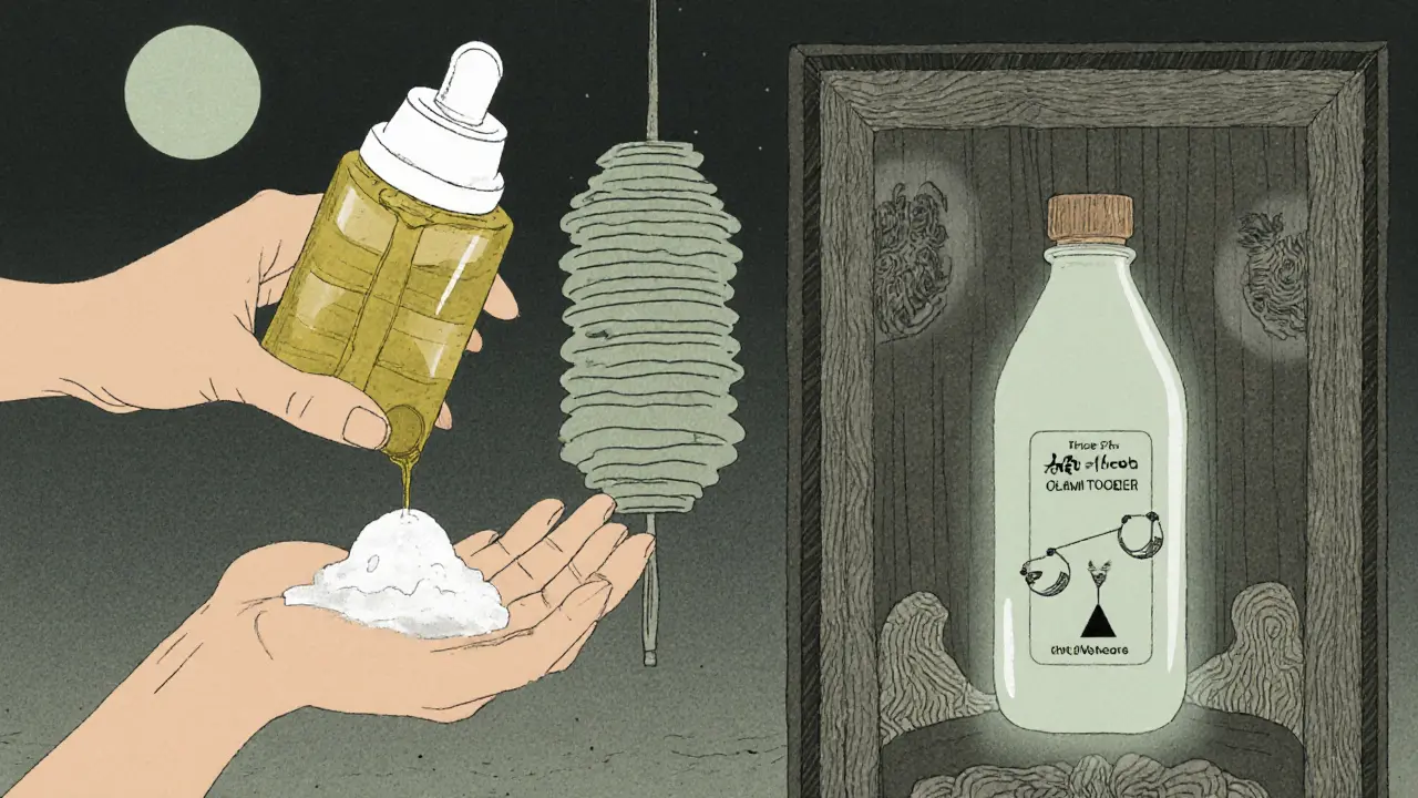 Вечерний уход: масло, пенка с pH 5.5 и тоник без спирта на фоне лунного экрана.