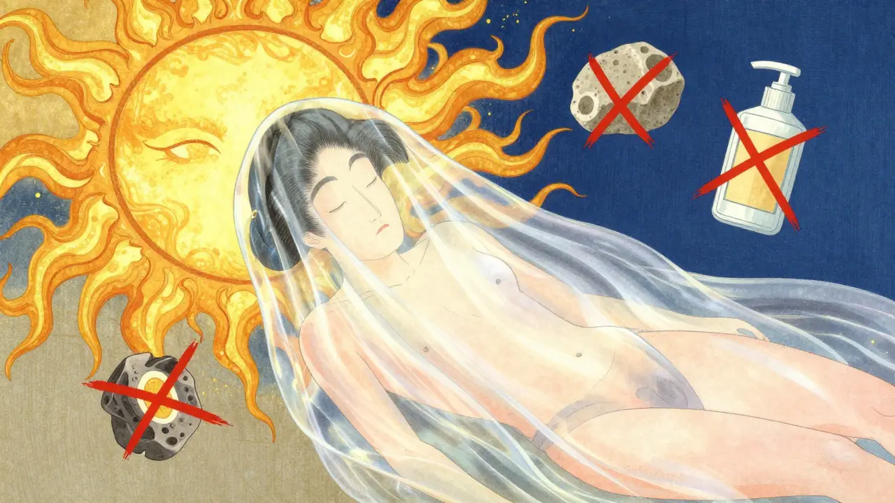 Человек в защитном коконе, оберегающем кожу от солнца и агрессивных средств.