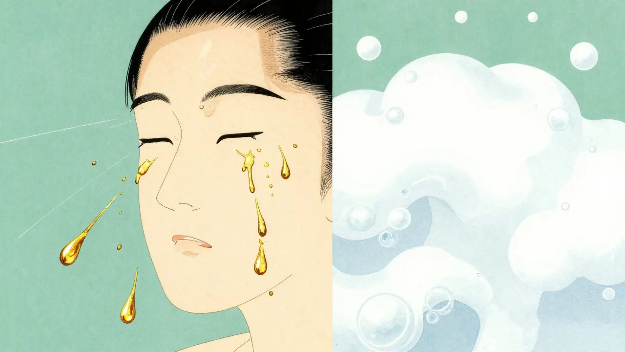 Двухэтапное очищение кожи: растворение масла и умывание пенкой в стиле укиё-э