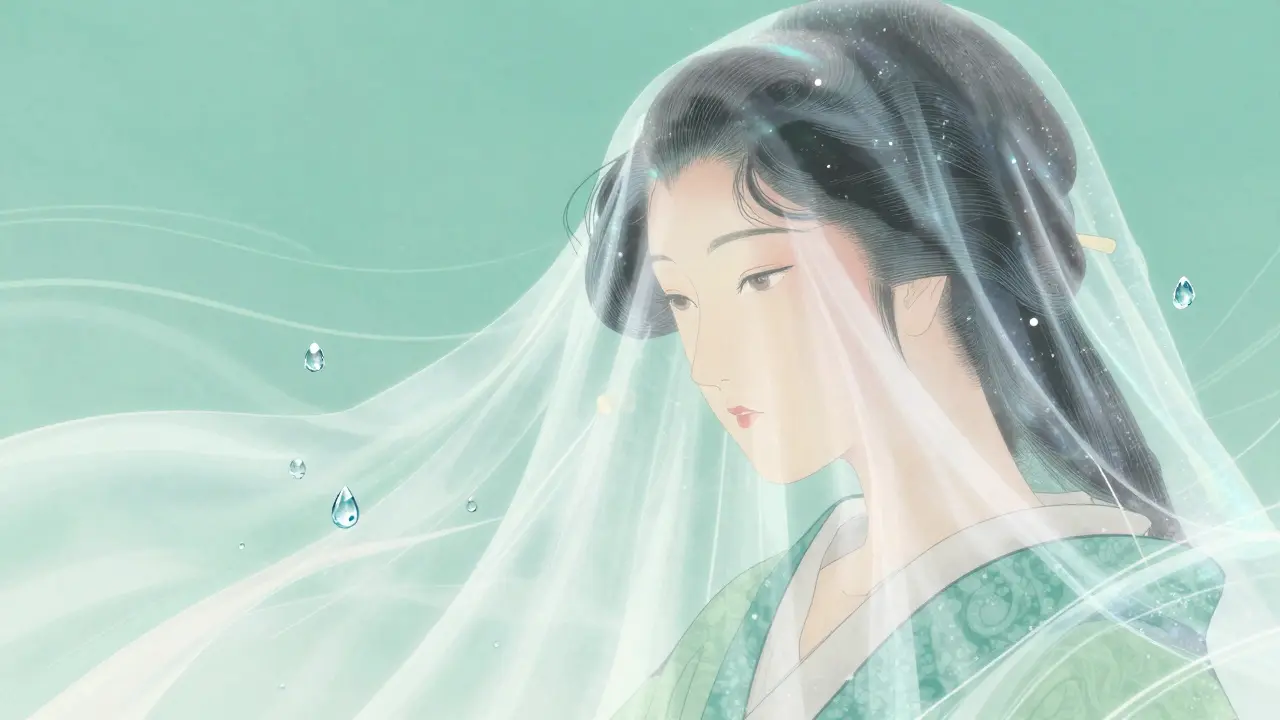 Иллюстрация защитной пленки фиксирующего спрея на лице