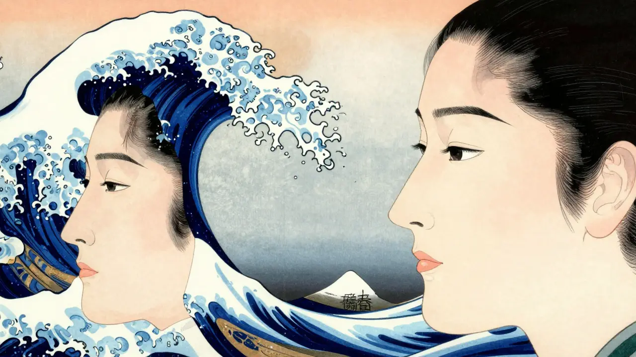 Концептуальное сравнение профиля носа до и после коррекции