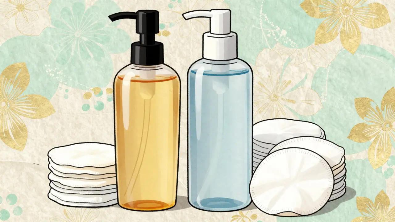 Набор средств для снятия макияжа: масло и мицеллярная вода в японском стиле