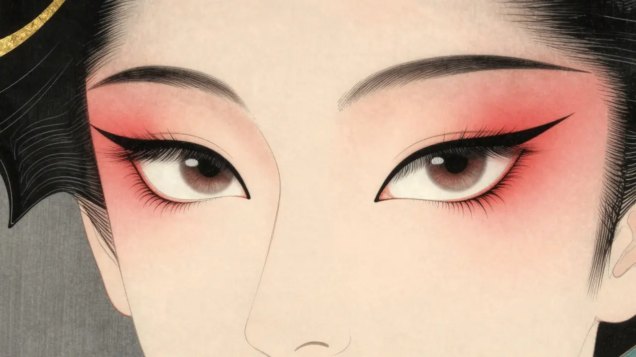 Сравнение натурального и драматического образа глаз в стиле японской иллюстрации.