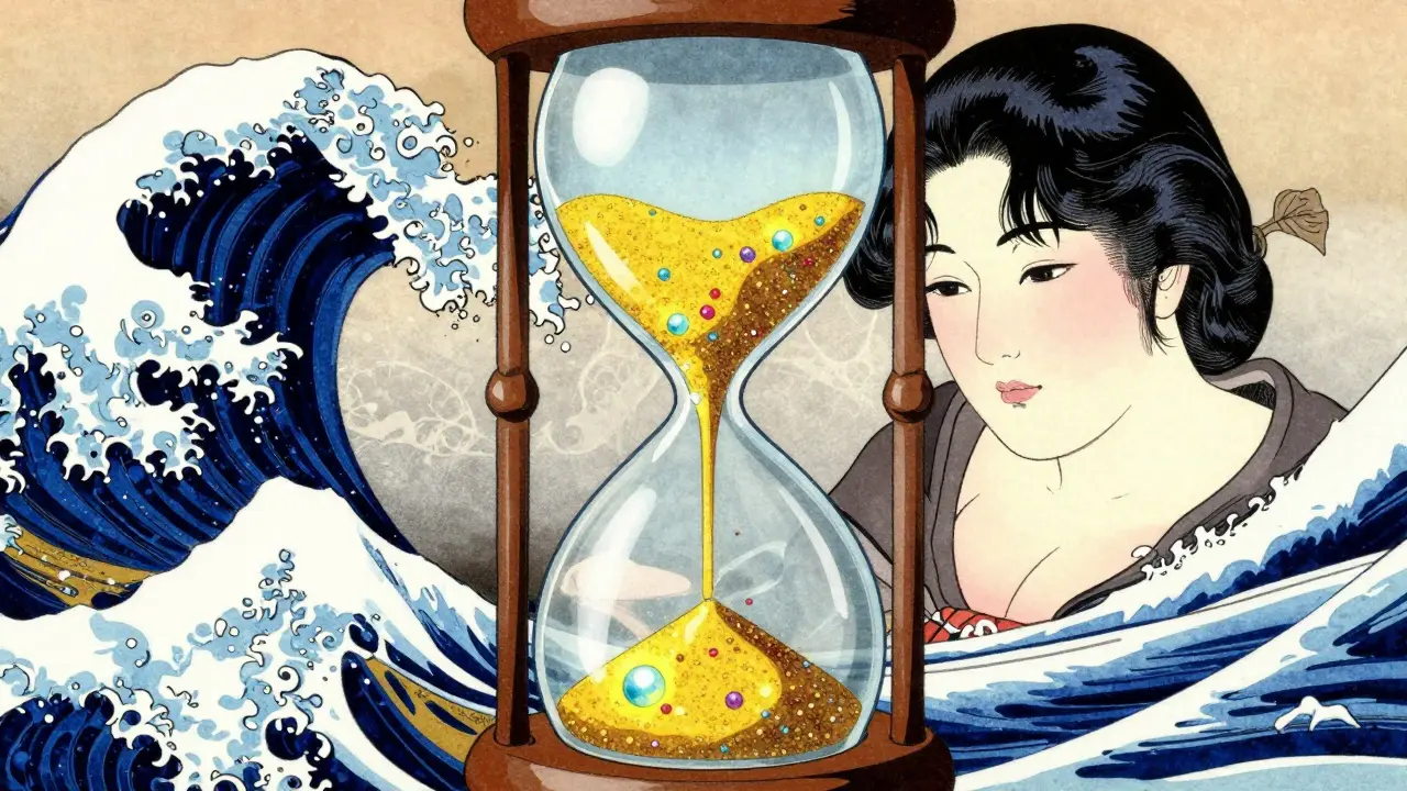 Стилизованные песочные часы, символизирующие метаболизм и срок действия инъекций